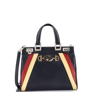 Gucci Small Zumi Top Handle Bag Striped Leather